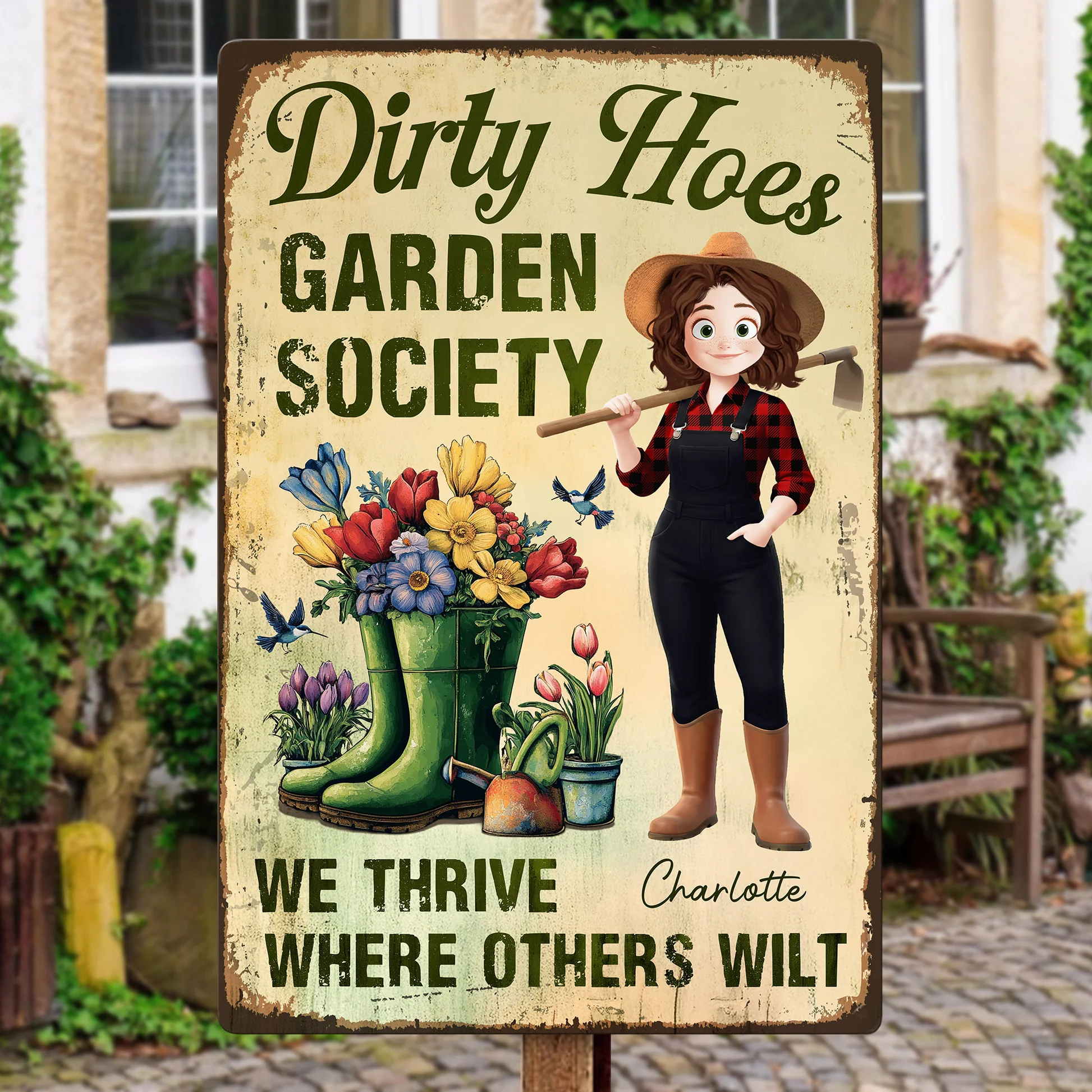 Personalized Garden Society Sign for Gardeners - Humorous Outdoor Decor Sign MagicInPrints