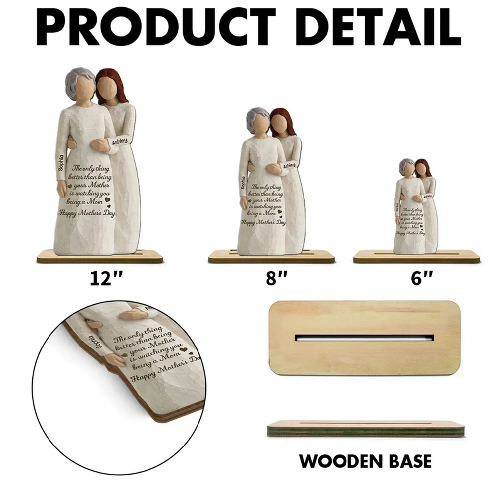 Personalized Mother-Daughter Wooden Sculpture Gift - Sentimental Keepsake for New Moms Plaque MagicInPrints
