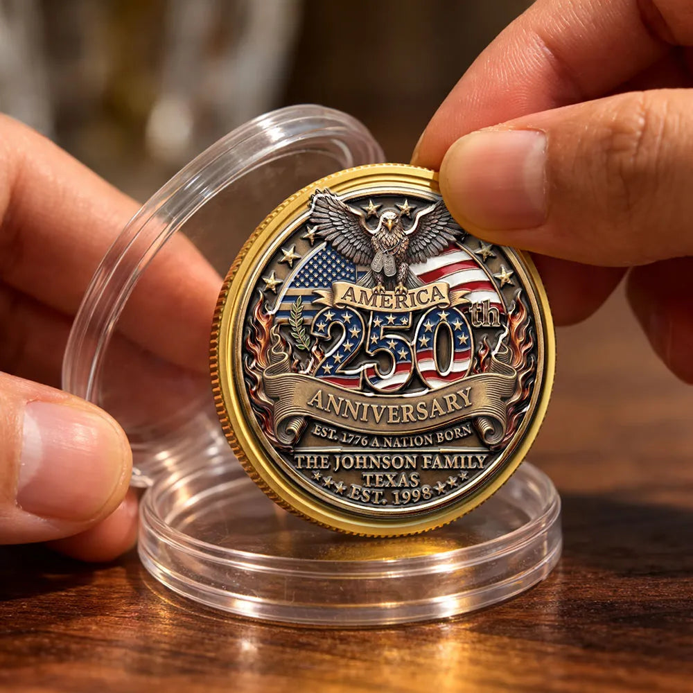 Custom Engraved 250th Anniversary Commemorative Coin for Collectors - Patriotic Gift Keychain MagicInPrints