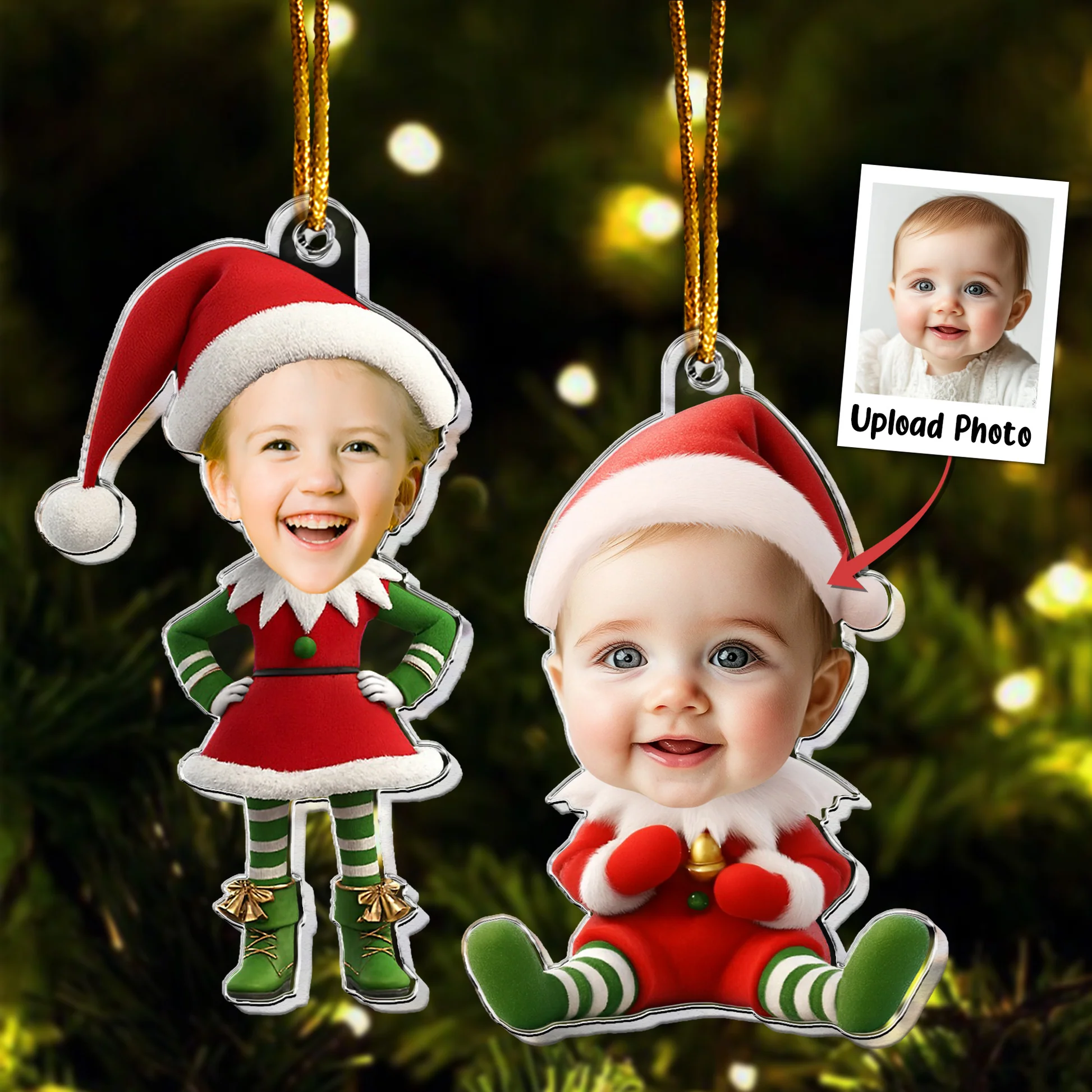 Custom Baby Face Christmas Ornament for Families - Holiday Decoration Ornament MagicInPrints