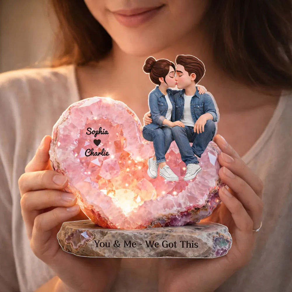 Personalized Heart Crystal Couple Figurine for Romantic Gift - Anniversary Keepsake Plaque MagicInPrints