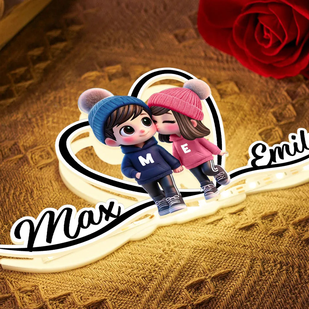 Personalized Couple Figurine LED Lamp for Romantic Home Decor - Perfect Valentine's Gift Plaque MagicInPrints