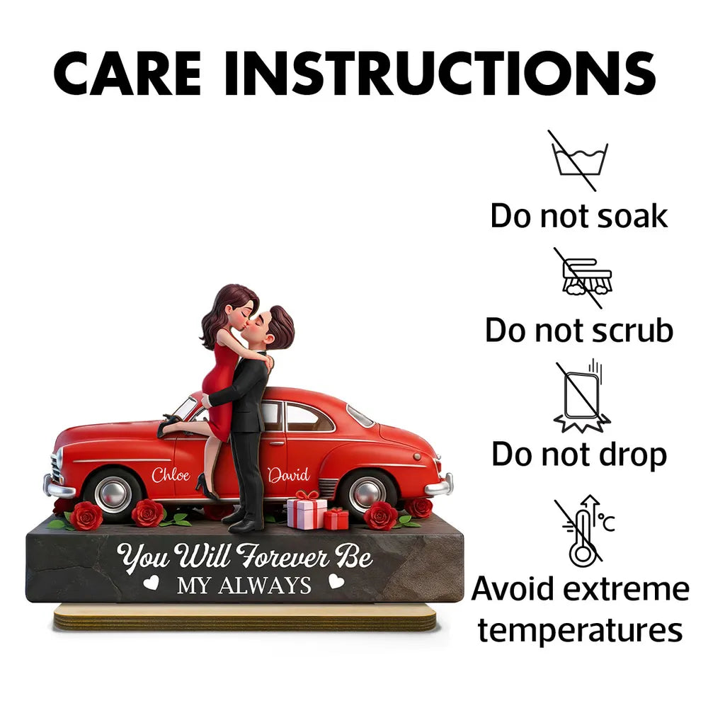 Personalized Romantic Couple Figurine with Car - Anniversary Gift Plaque MagicInPrints