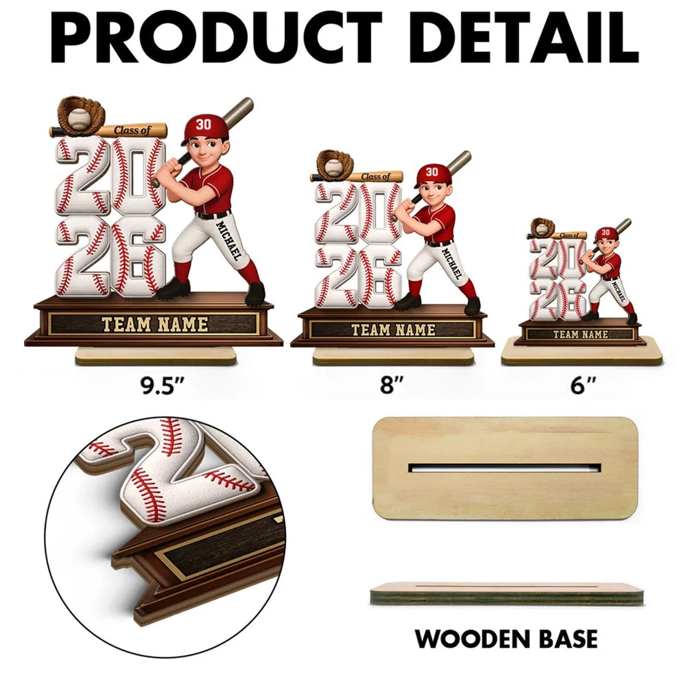 Personalized Baseball Graduation Gift for Class of 2026 - Custom Team Name Display Plaque MagicInPrints