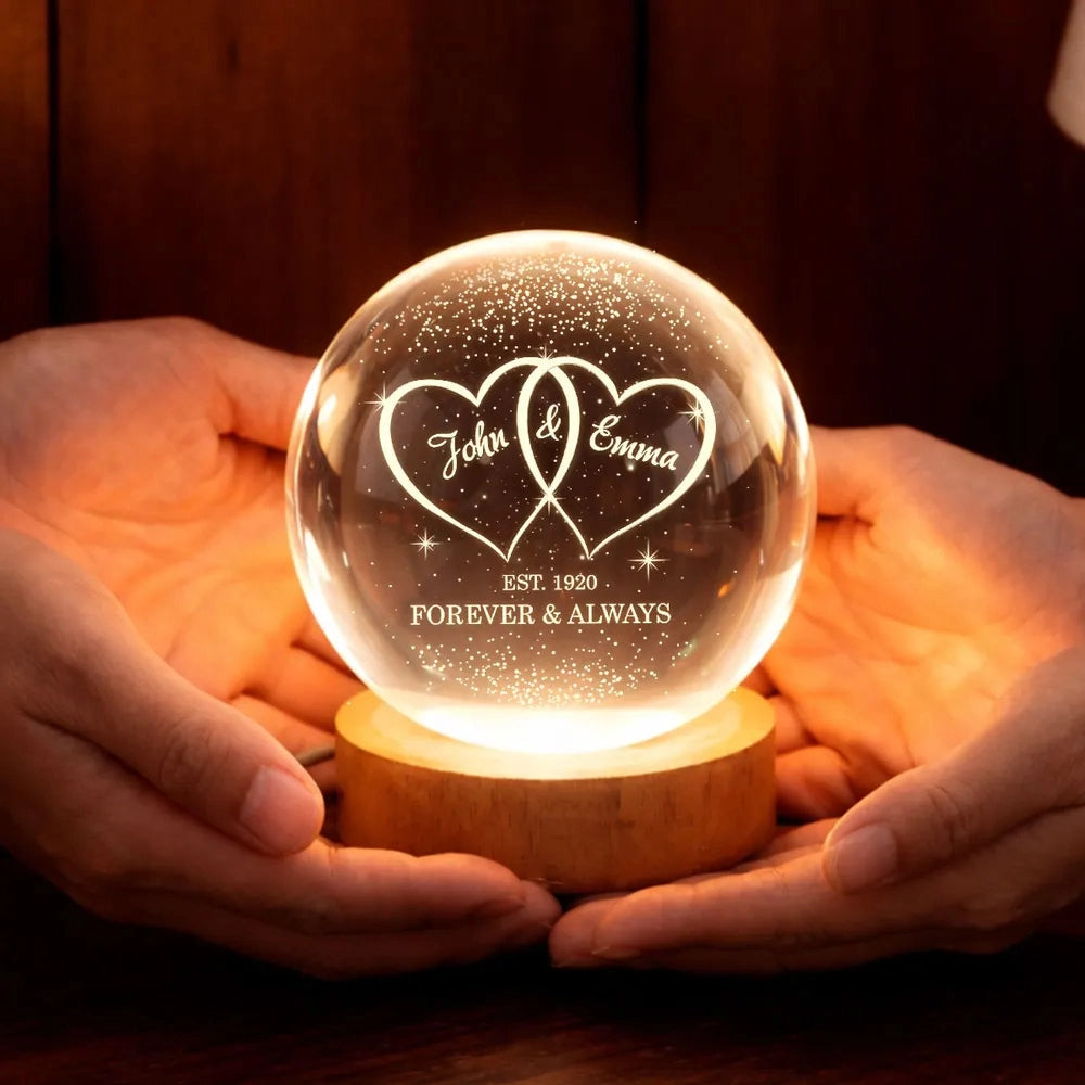 Personalized LED Crystal Ball Lamp for Couples - Romantic Home Decor Gift Lamp MagicInPrints