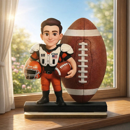 Personalized Football Player Figurine for Kids - Custom Name Gift Plaque MagicInPrints