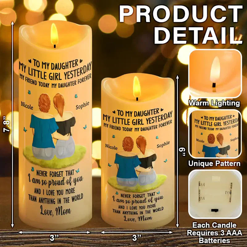 Personalized LED Candle for Daughter - Sentimental Gift with Custom Names Lamp MagicInPrints