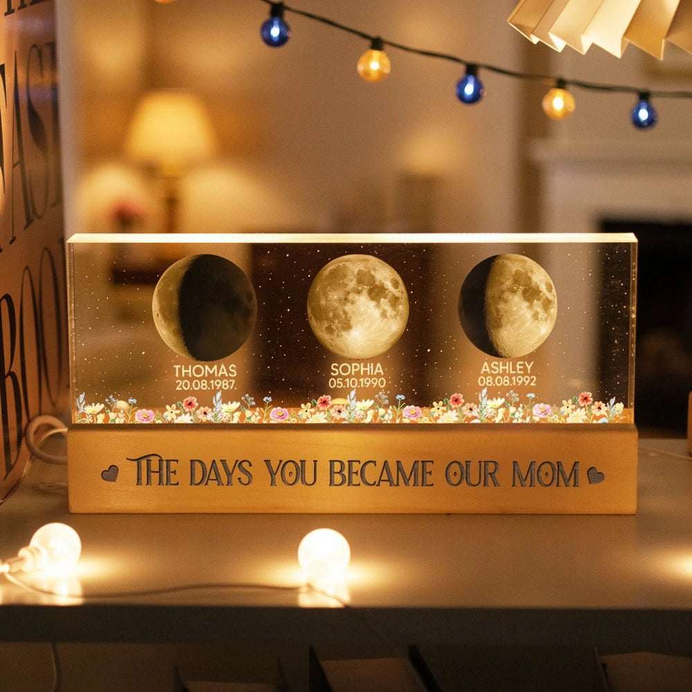 Custom Moon Phase Night Light for Mom - Mother's Day Keepsake Plaque MagicInPrints