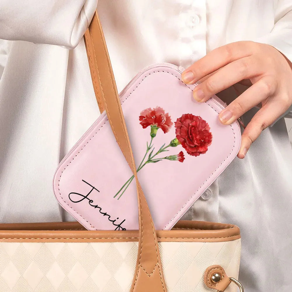 Personalized Floral Travel Makeup Case with Mirror - Gift for Her Beauty Tools MagicInPrints