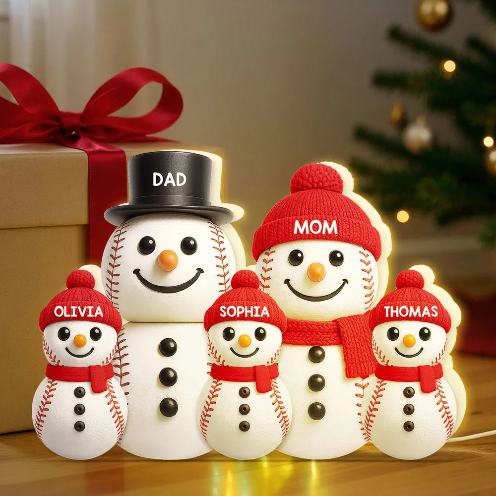 Personalized Snowman Family LED Light Decor for Christmas - Custom Names Plaque MagicInPrints