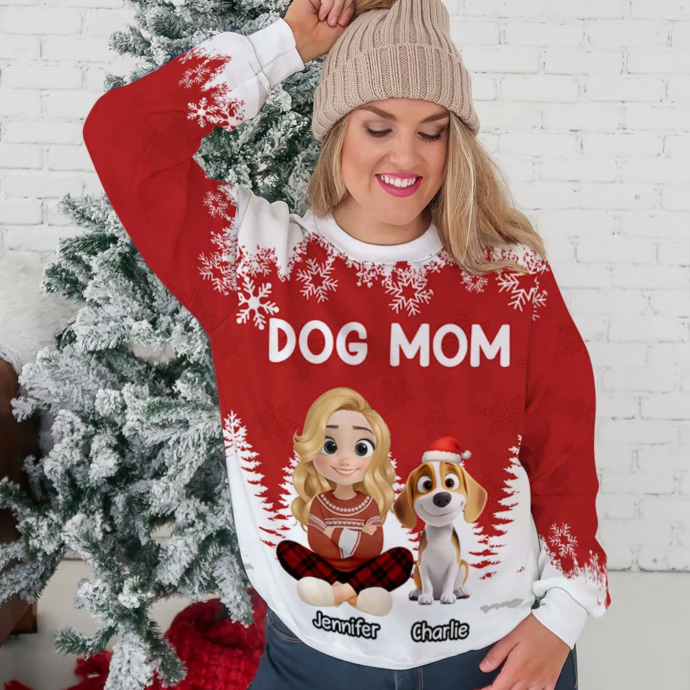Personalized Dog Mom Christmas Sweater for Women - Festive Holiday Gift Cloth MagicInPrints