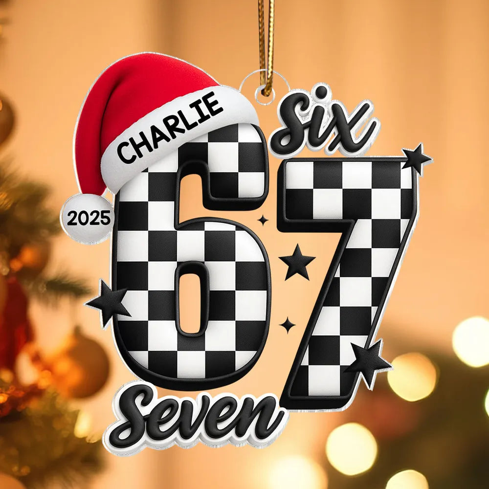 Custom Checkered Number Ornament for Christmas - Personalized Gift Decoration Ornament MagicInPrints