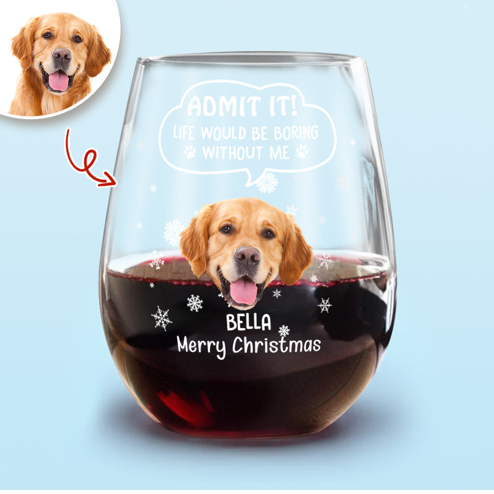 Personalized Dog Christmas Wine Glass for Pet Lovers - Holiday Gift Cup MagicInPrints