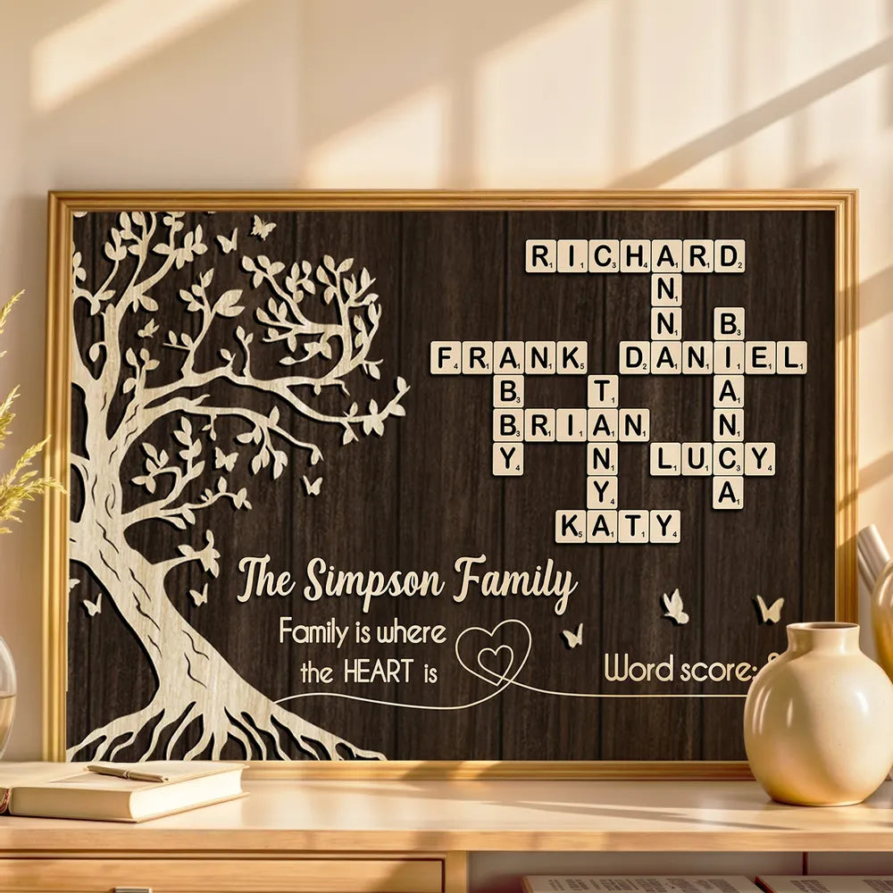 Personalized Family Tree Canvas Art - Custom Name Crossword for Home Decor Poster or Canvas MagicInPrints