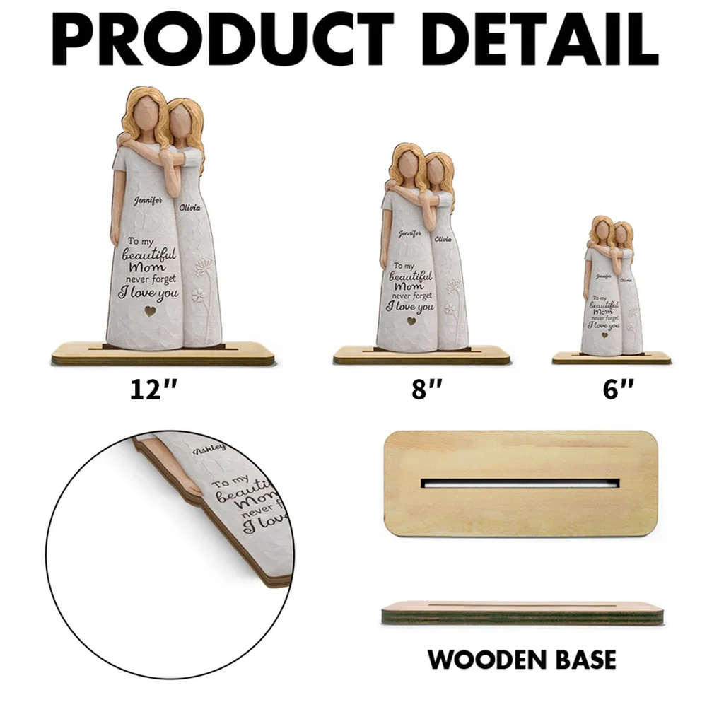 Personalized Wooden Mother Daughter Figurine - Sentimental Gift for Mom Plaque MagicInPrints