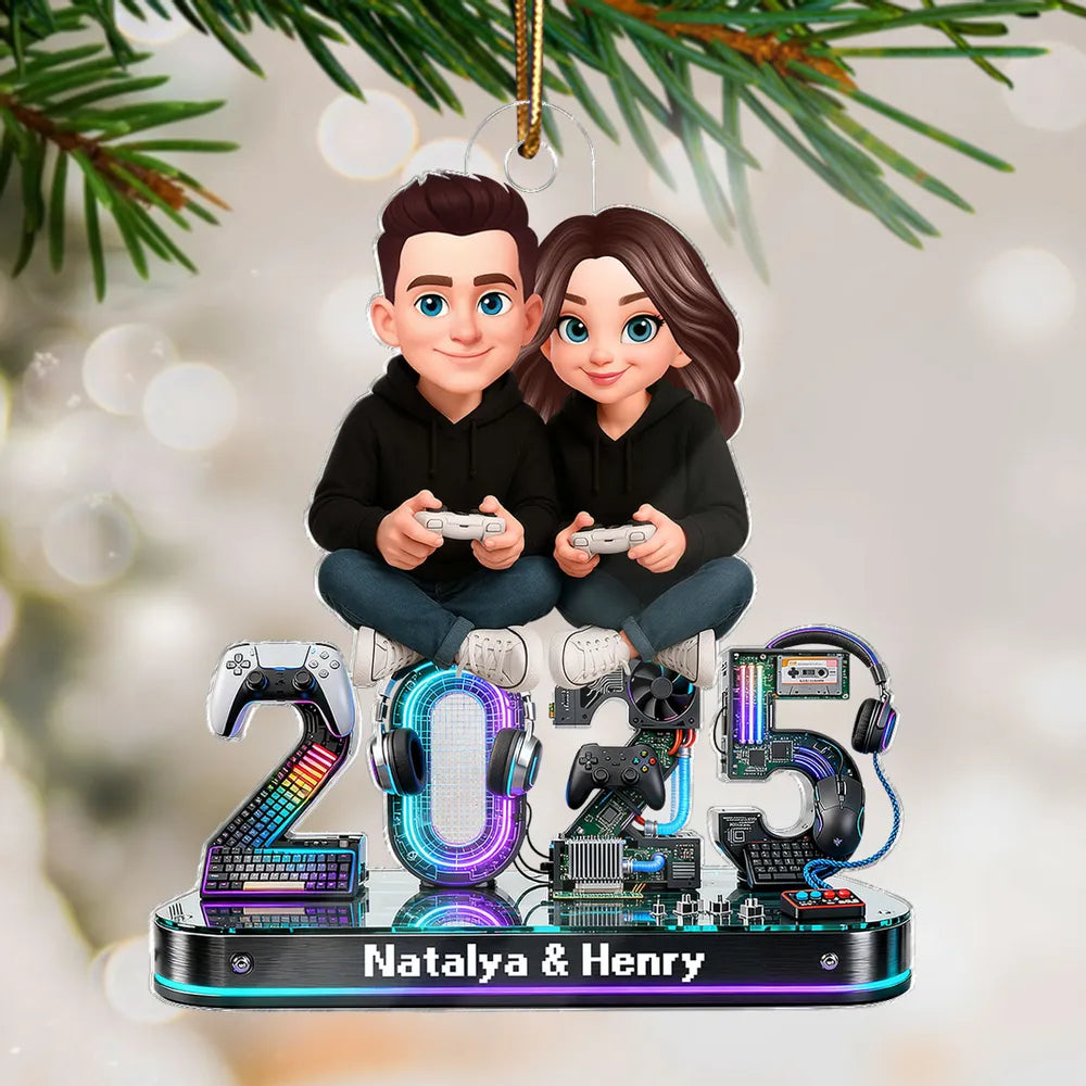 Personalized Gamer Couple Ornament 2023 for Gamers - Christmas Decoration Ornament MagicInPrints