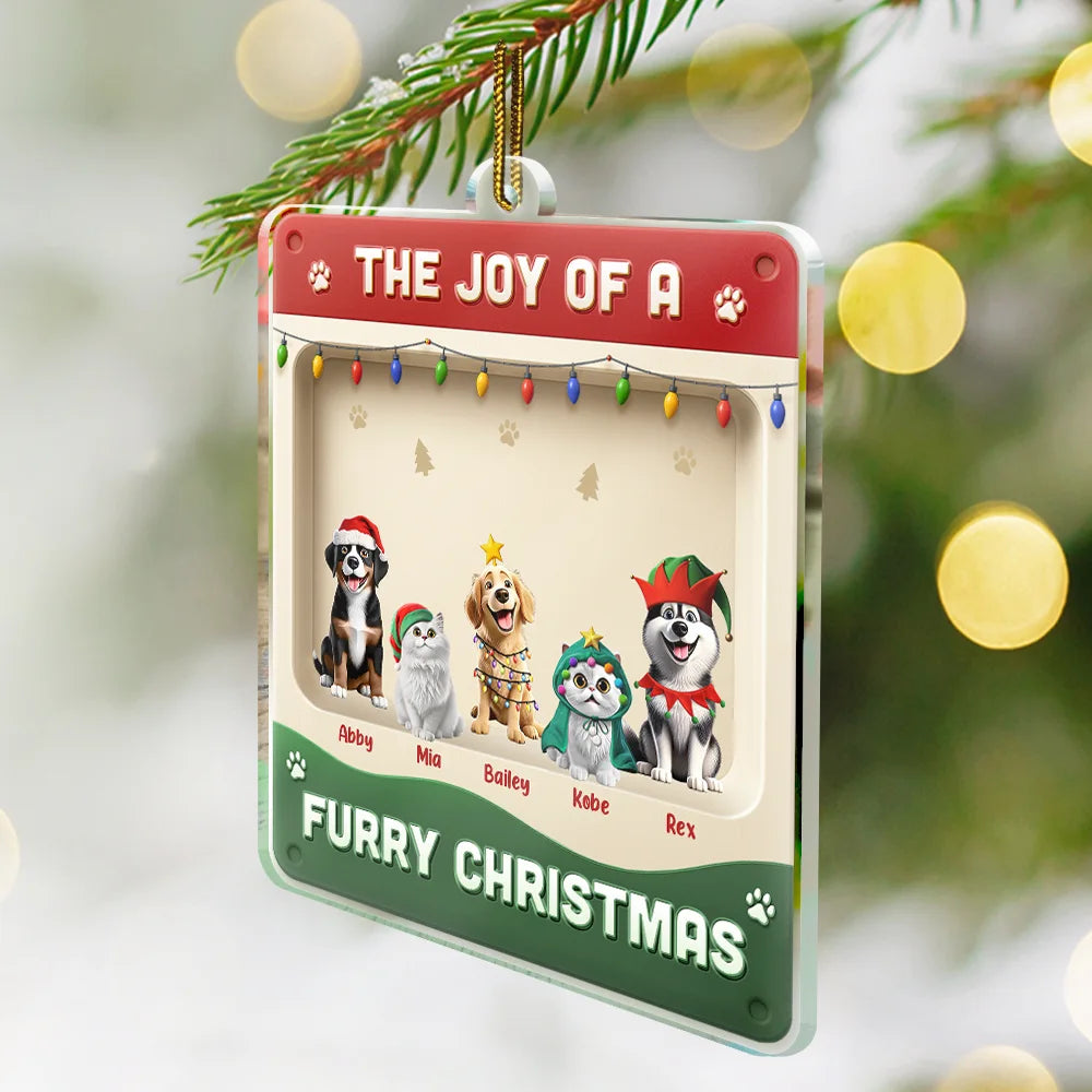 Celebrate the Furry Joy – Personalized Acrylic Ornament – Gift for Pet Lovers Acrylic Ornament MagicInPrints