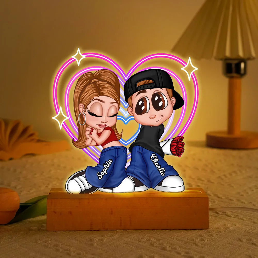 Custom Couple LED Night Light for Lovers with Names - Romantic Gift Plaque MagicInPrints