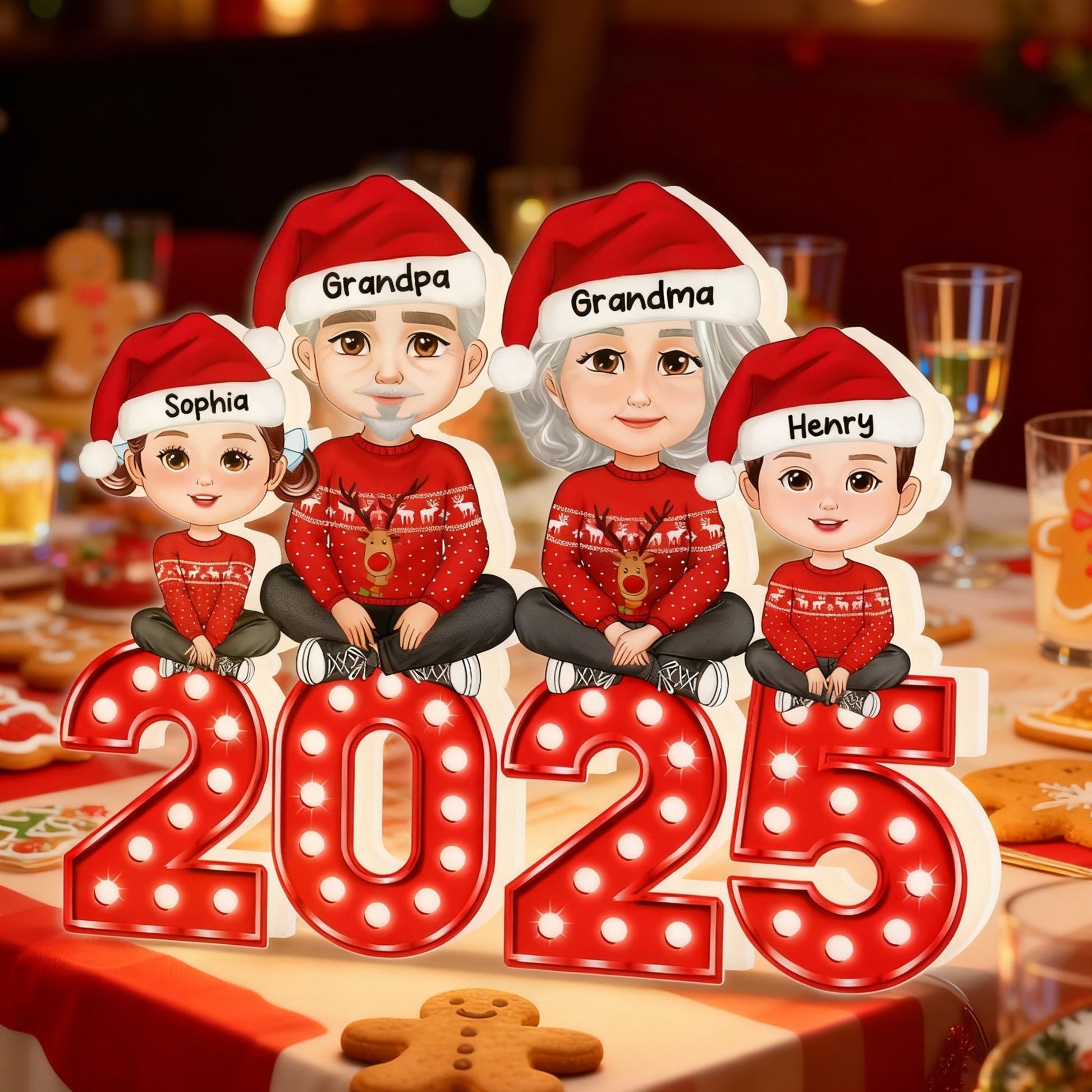 Personalized Family Christmas Table Decoration 2025 - Festive Holiday Gift Plaque MagicInPrints