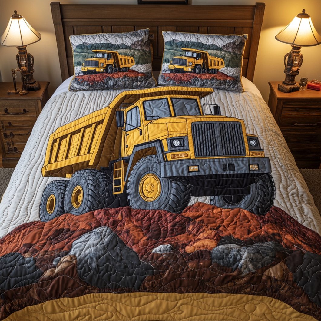 “Build Your Dreams” - Heavy Construction Vehicles Quilt Bed Set - Custom Gift for Construction Workers Blanket MagicInPrints