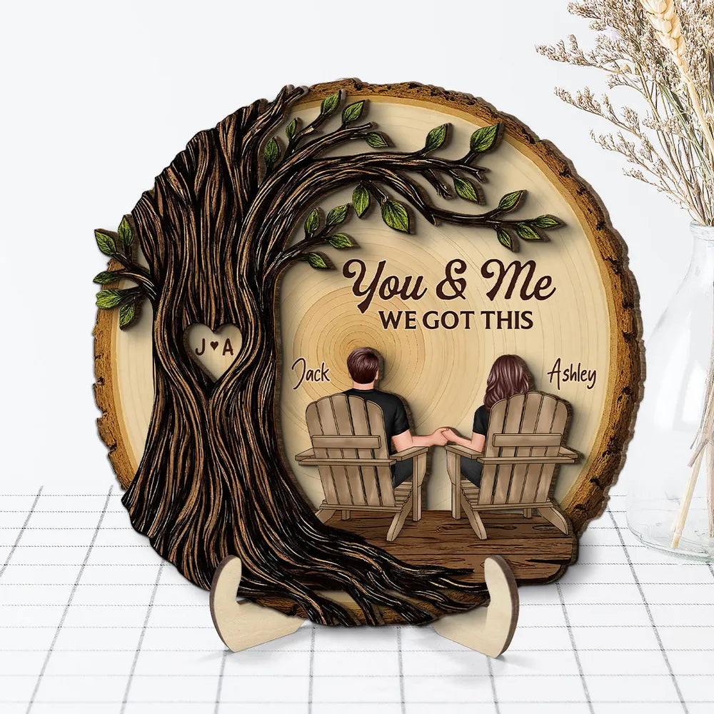 Personalized Wooden Plaque for Couples - You & Me Tree Design Plaque MagicInPrints