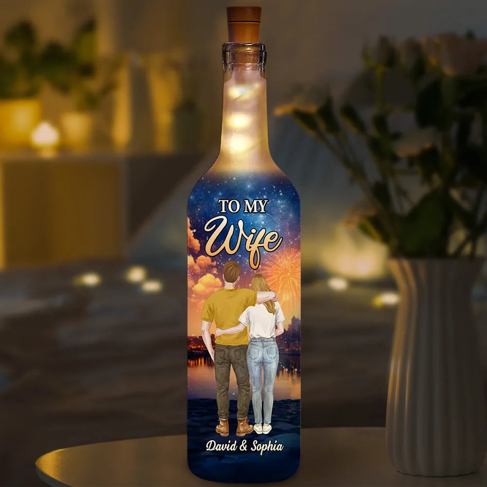 Personalized LED Wine Bottle Lamp for Wife - Romantic Anniversary Gift Lamp MagicInPrints