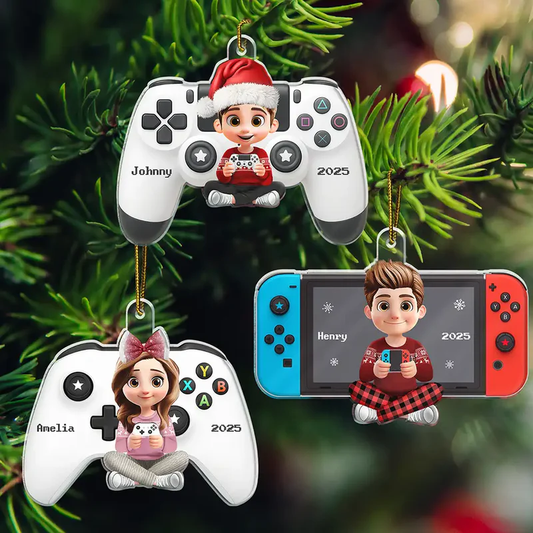 Personalized Gamer Christmas Ornaments for Kids - Holiday Tree Decor Ornament MagicInPrints