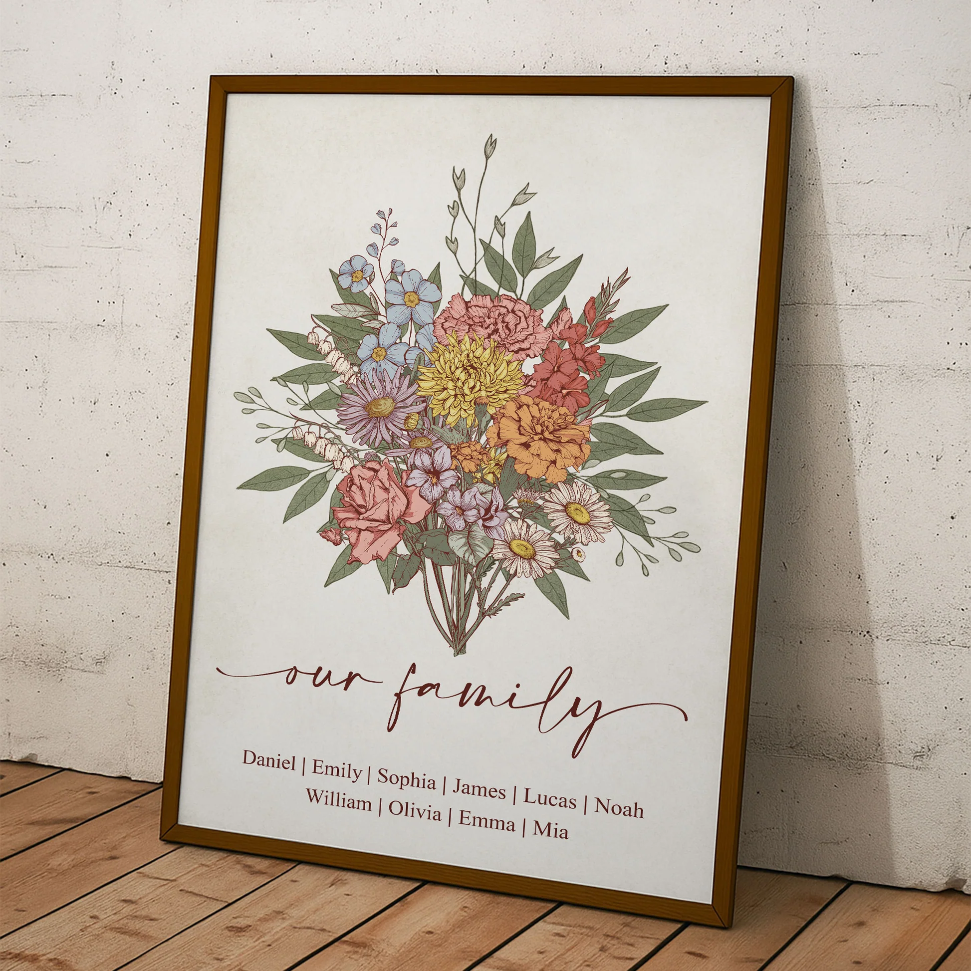 Personalized Family Floral Art Print for Home Decor - Sentimental Gift Poster or Canvas MagicInPrints