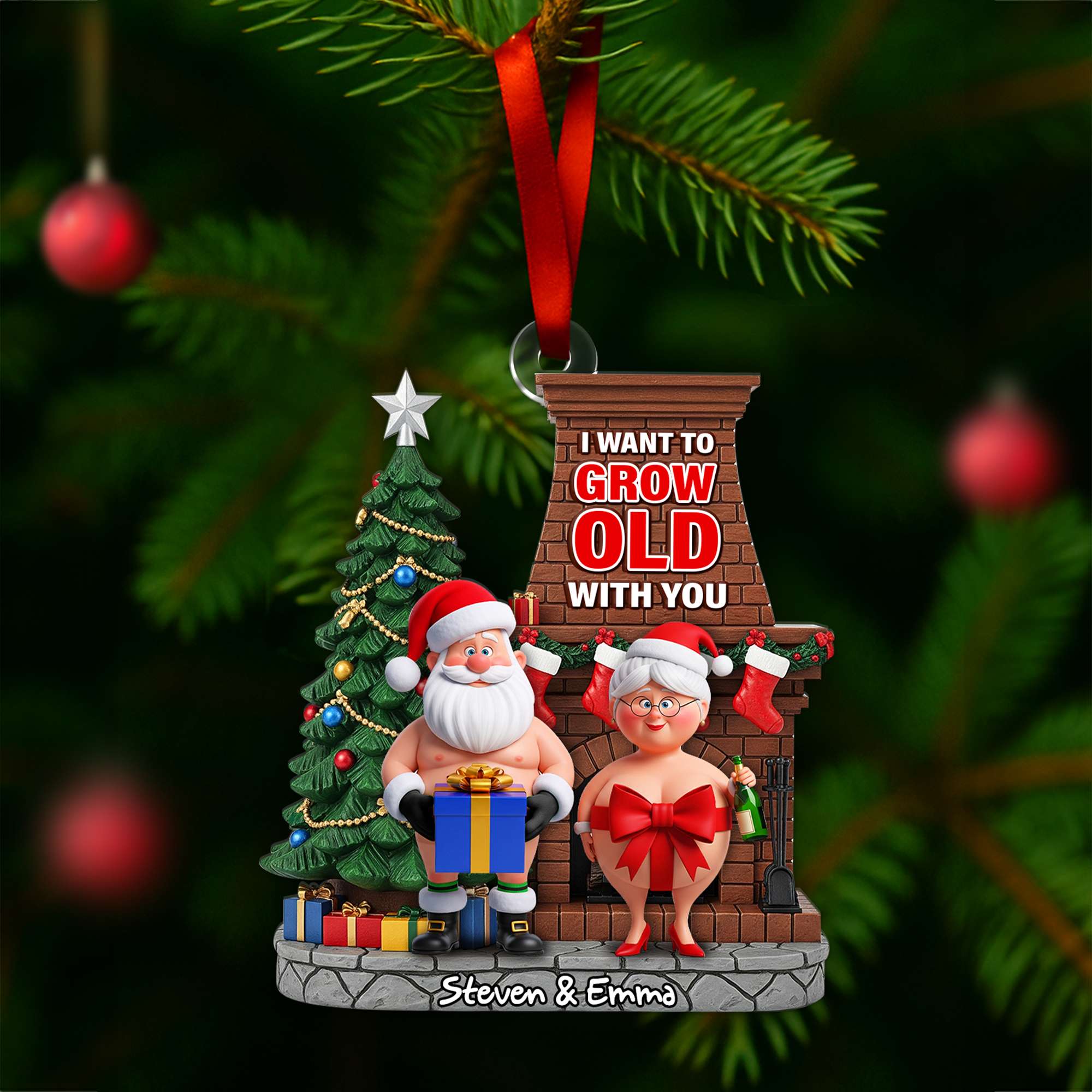 I Want to Grow Old with You - Funny Old Couple Ornament - Personalized Christmas Gift Ornament MagicInPrints
