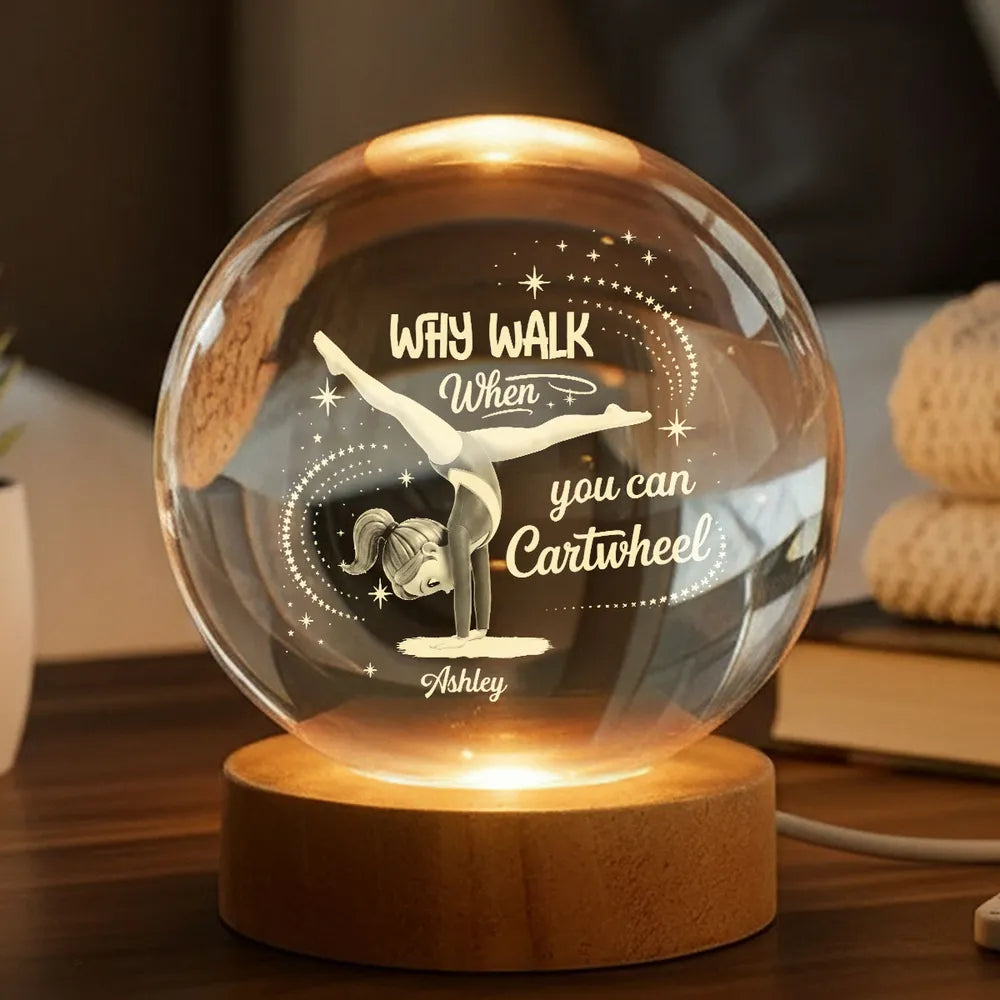 Personalized LED Crystal Ball Night Light for Gymnasts - Inspirational Bedroom Decor Lamp MagicInPrints