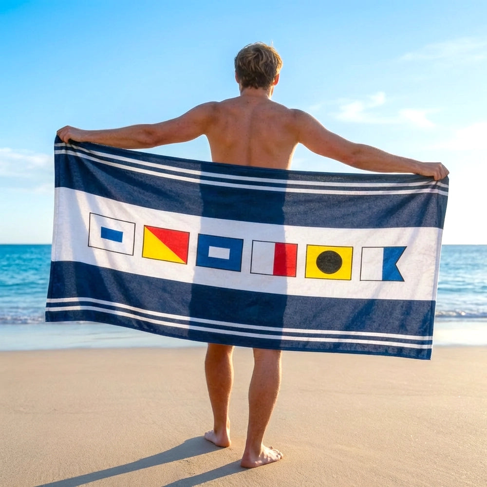 Nautical Signal Flag Beach Towel for Adults - Summer Beach Essentials Beachwear MagicInPrints