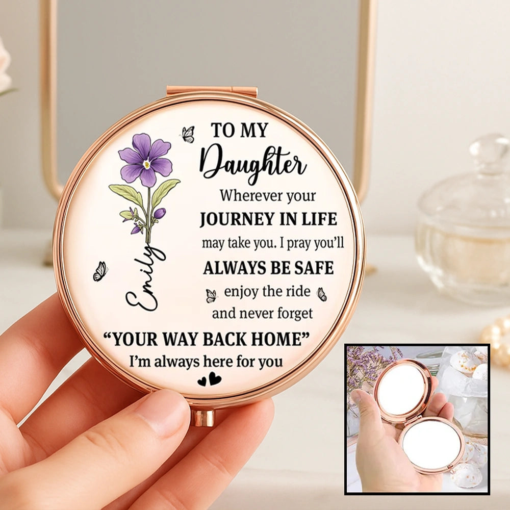Personalized Compact Mirror for Daughter with Heartfelt Message - Sentimental Gift Beauty Tools MagicInPrints