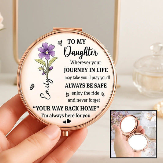 Personalized Compact Mirror for Daughter with Heartfelt Message - Sentimental Gift Beauty Tools MagicInPrints