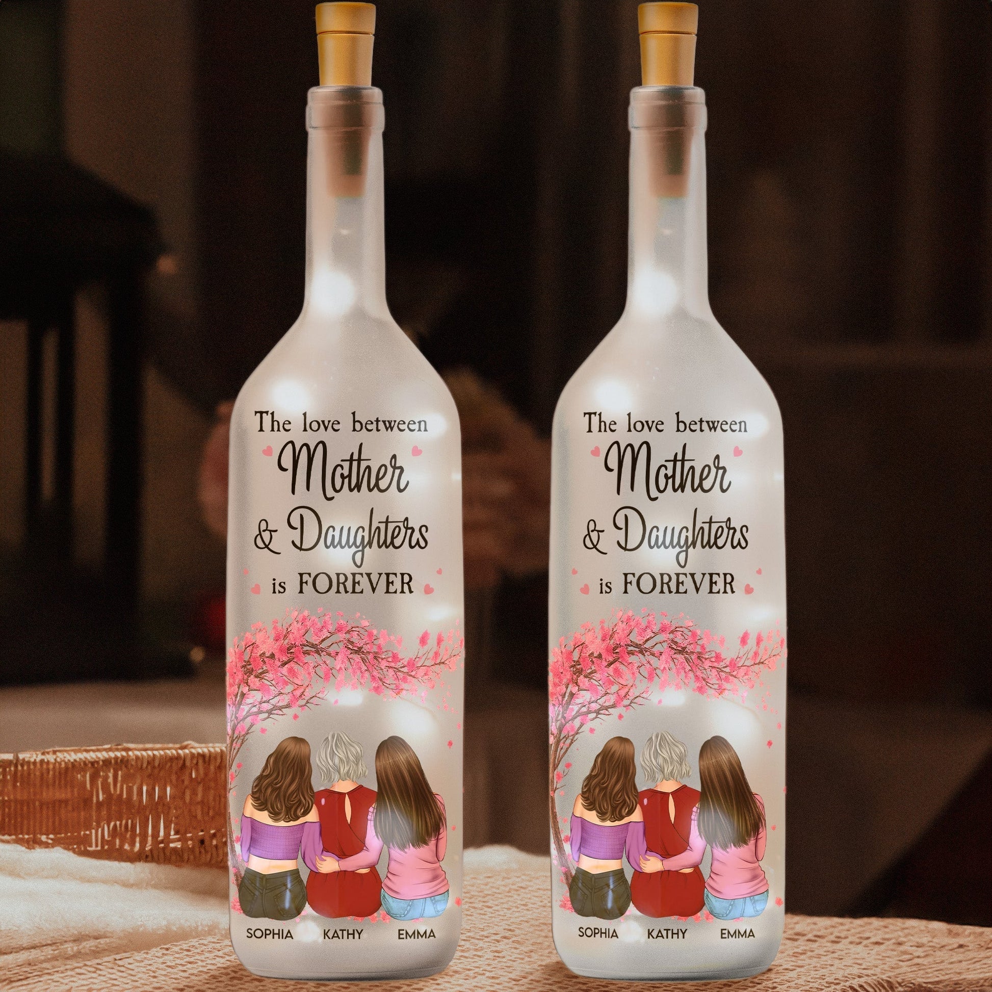 Personalized Mother & Daughters LED Bottle Light - Sentimental Gift for Family Lamp MagicInPrints