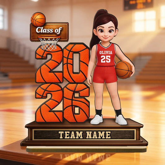 Personalized Basketball Graduation Figurine for Class of 2026 - Custom Team Name Plaque MagicInPrints