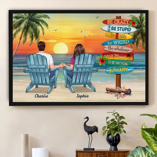 Personalized Couple Beach Sunset Canvas Art - Romantic Home Decor Poster or Canvas MagicInPrints