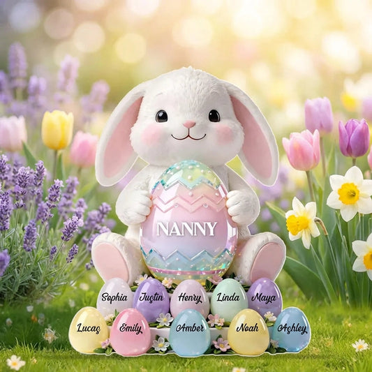Personalized Easter Bunny Gift for Grandma - Custom Name Eggs Decoration Plaque MagicInPrints