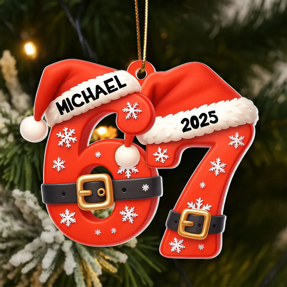 Personalized Christmas Ornament for Kids - Santa Hat Design with Year 2025 Ornament MagicInPrints