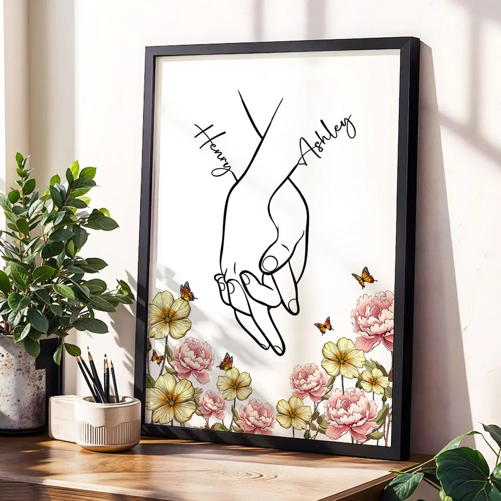 Personalized Couple Hand Holding Art Print for Home Decor - Romantic Gift Poster or Canvas MagicInPrints