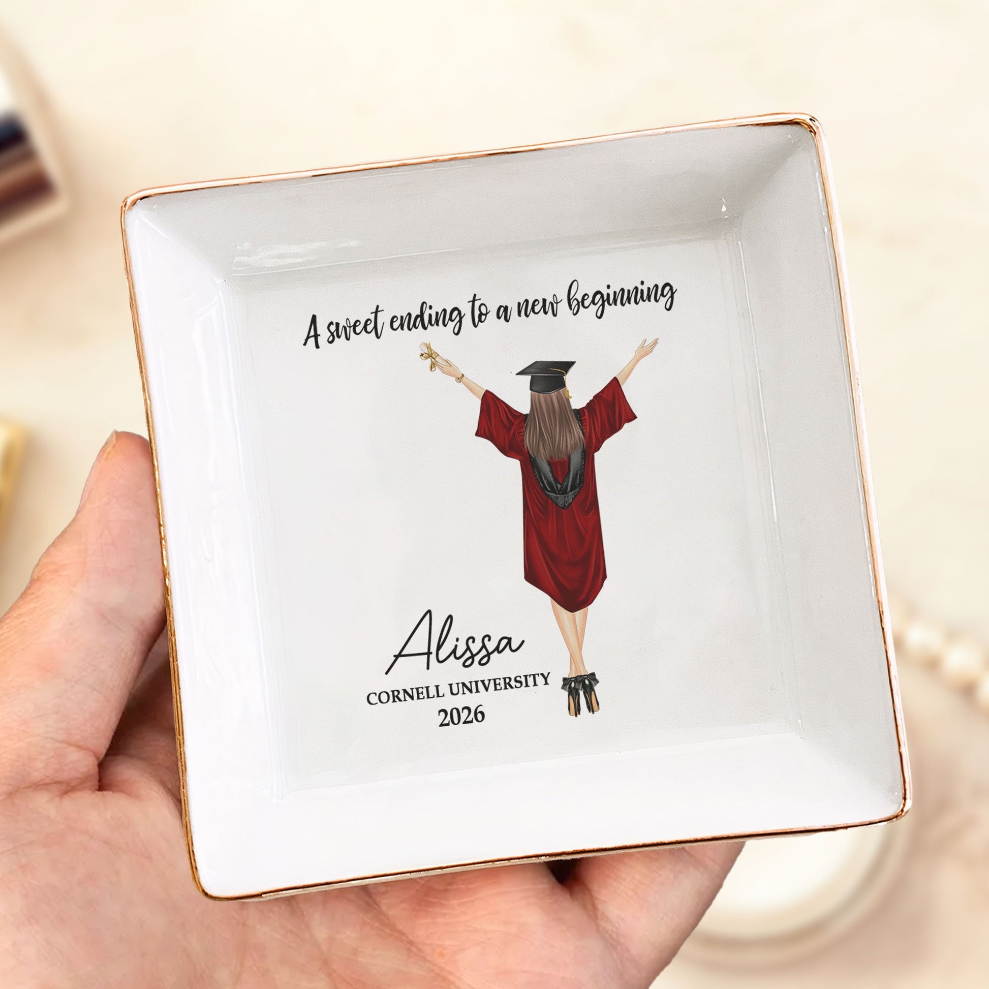 Personalized Graduation Jewelry Dish for Her - Class of 2026 Keepsake Jewelry MagicInPrints