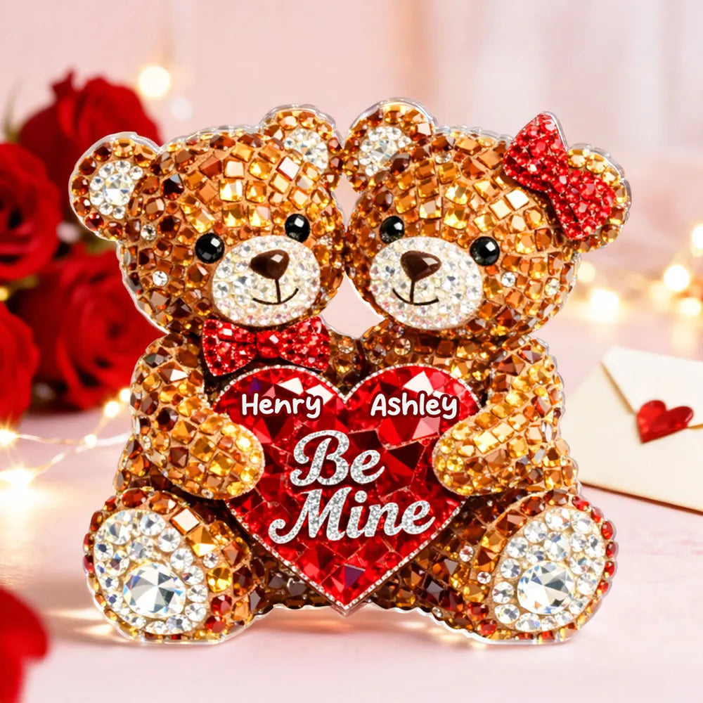 Personalized Teddy Bear Keychain for Couples with Heart - Valentine's Gift Keychain MagicInPrints