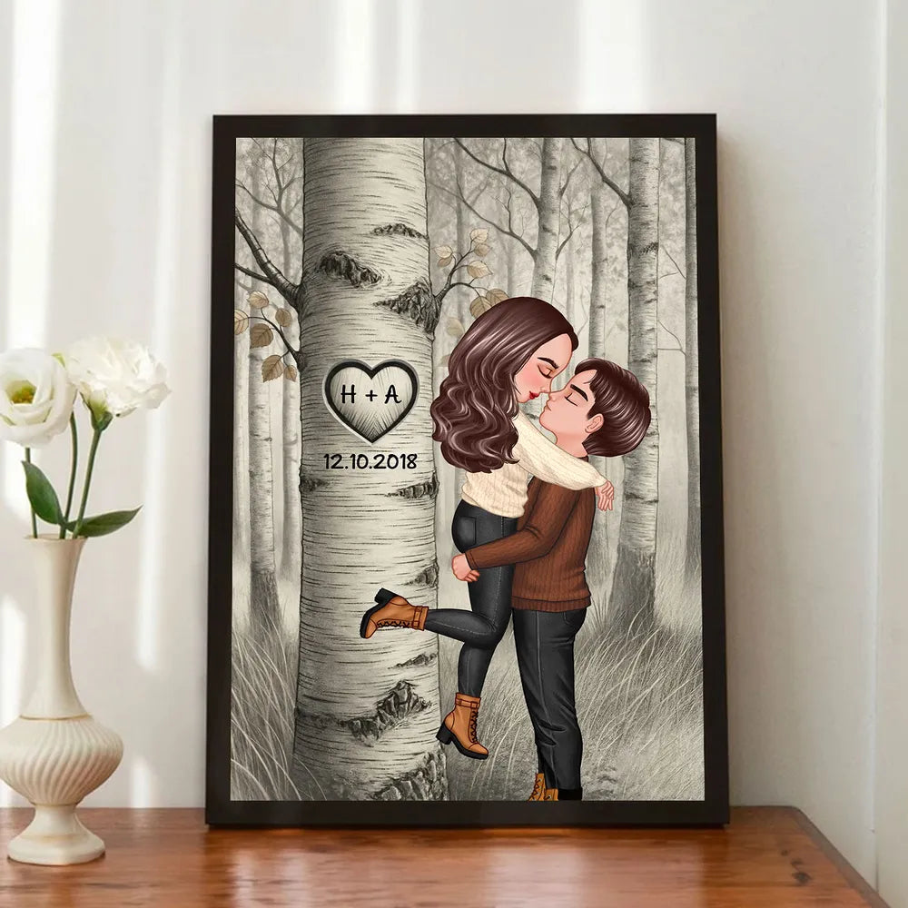 Personalized Couple Illustration Print for Lovers - Anniversary Gift Poster or Canvas MagicInPrints