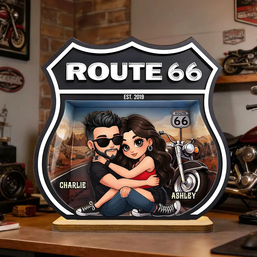 Personalized Route 66 Motorcycle Couple Sign for Bikers - Anniversary Gift Plaque MagicInPrints