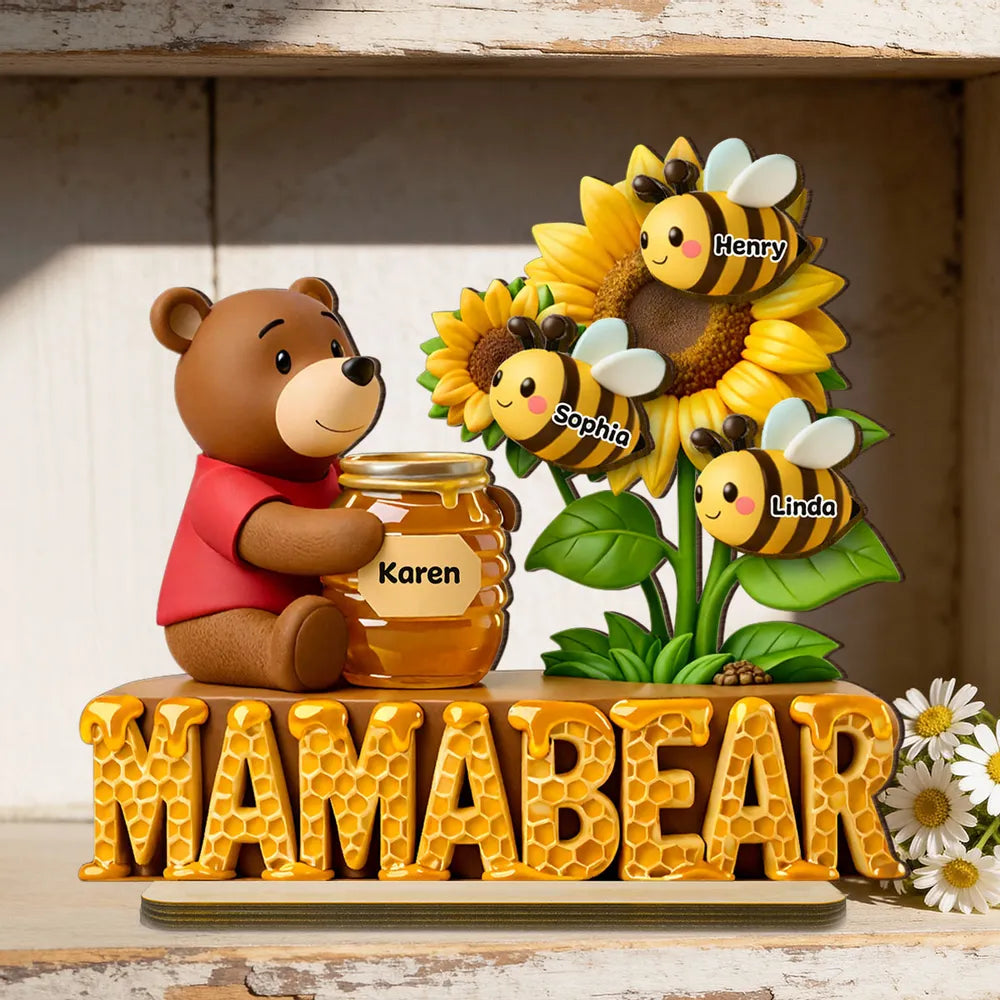 Customizable Mama Bear Honey Jar Family Name Decor - Perfect for Mother's Day Plaque MagicInPrints