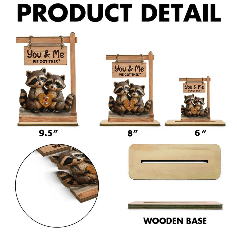 Personalized Raccoon Couple Figurine for Couples - Romantic Home Decor Gift Plaque MagicInPrints