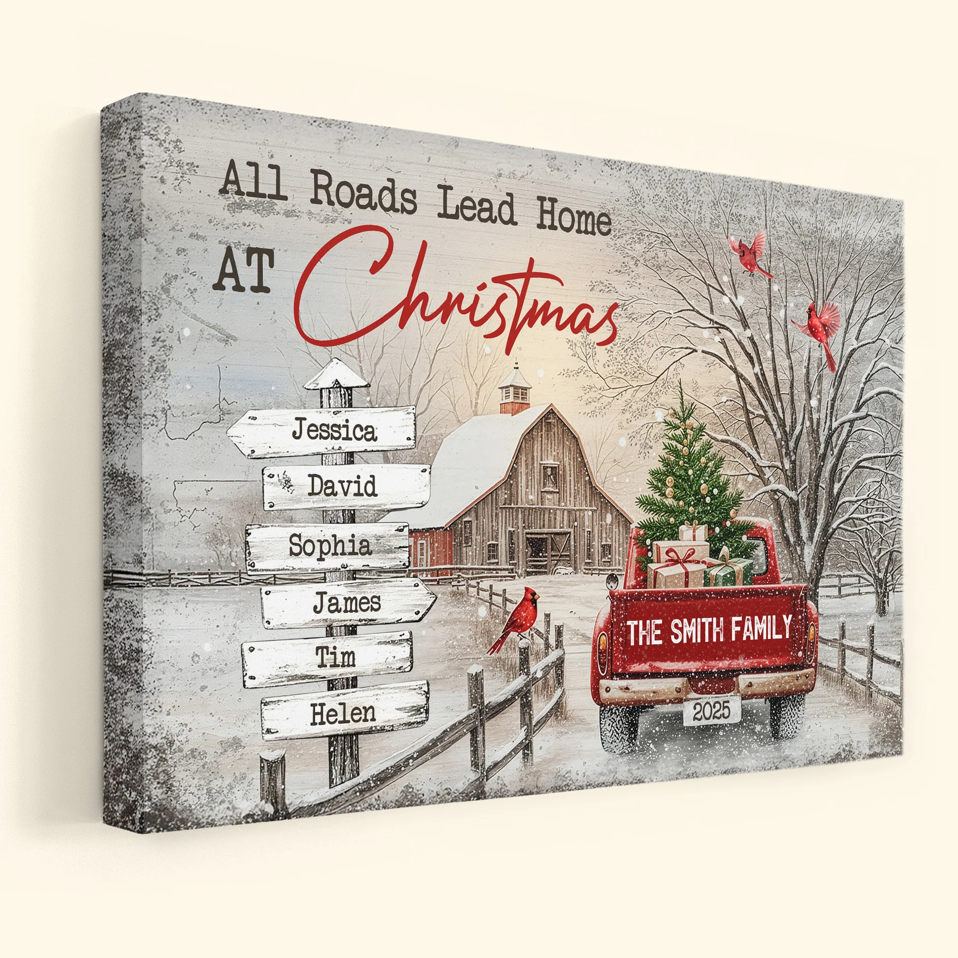 Personalized Family Christmas Canvas Art with Names - Holiday Home Decor Poster or Canvas MagicInPrints
