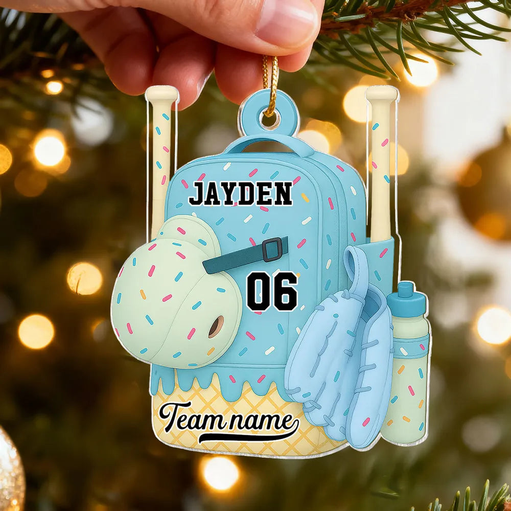 Personalized Baseball Backpack Ornament for Kids - Holiday Gift Ornament MagicInPrints