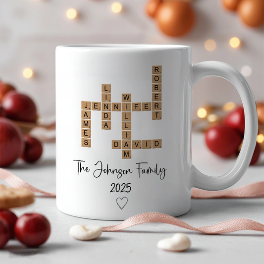 Personalized Family Crossword Mug for Home - Custom Names Gift Cup MagicInPrints
