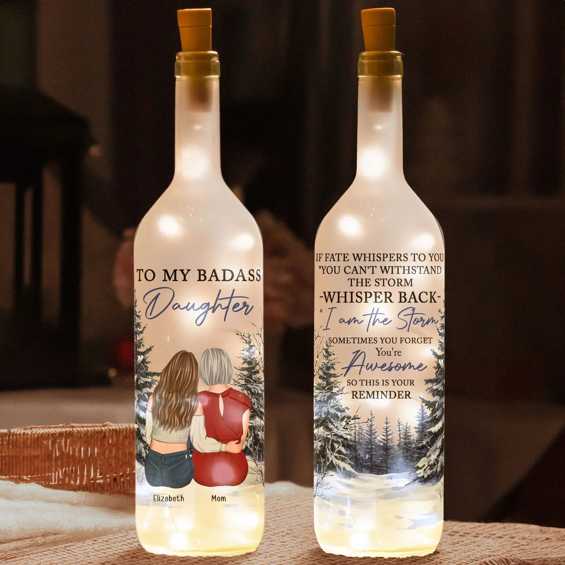Personalized LED Wine Bottle Lamp for Daughter - Sentimental Gift Lamp MagicInPrints