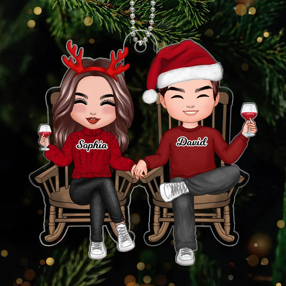 Personalized Couple Car Ornament for Christmas - Custom Names & Holiday Design Car Hanger MagicInPrints